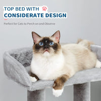 3-Level Gray Cat Tree with 2-Door Condo, Toy Ball and Top Bed